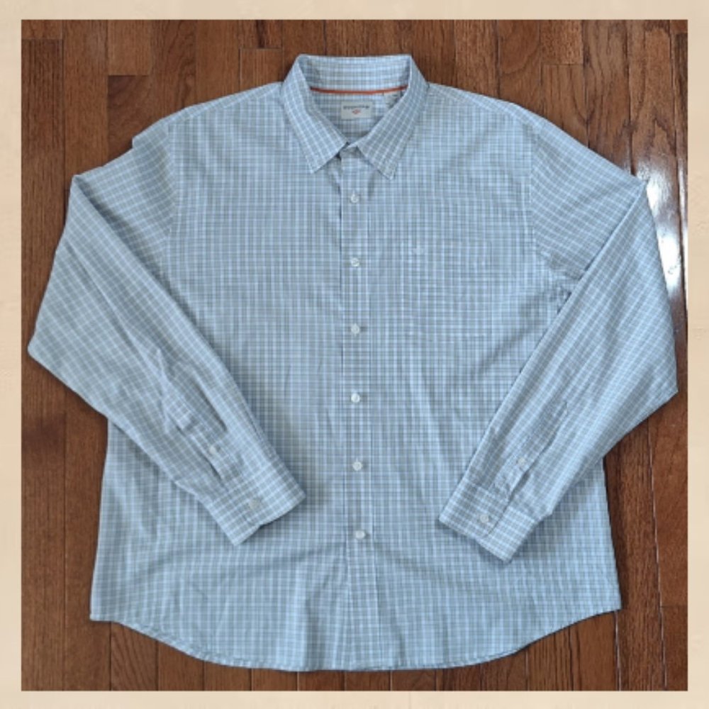 Dockers Tan Checked Collared Lightweight Top Button Up Mens XL Dress Shirt